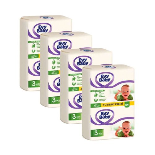 Evy Baby Diaper No:3 Midi 2 Opportunity Package 4x62 Pieces