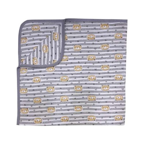 Silk & Blue Combed Cotton Baby Blanket 80x80 Cm Gray White