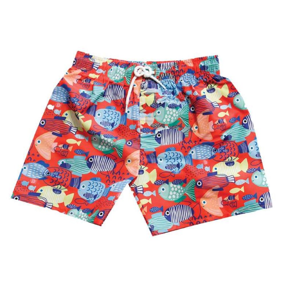 Digital Printed Kids Swim Shorts Red Blue