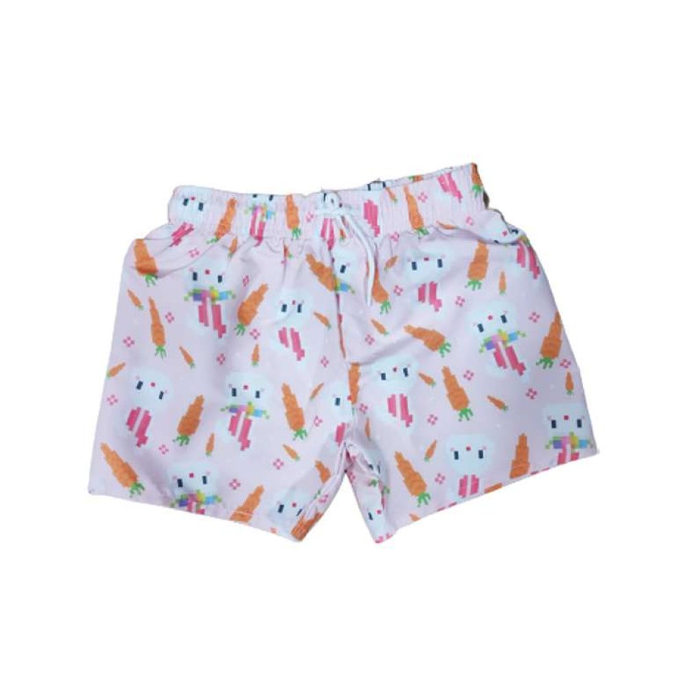 Digital Printed Kids Swim Shorts Pink White