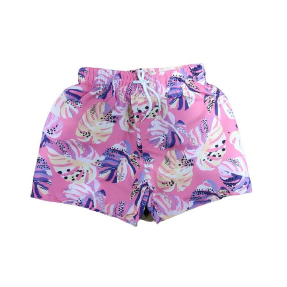 Kids Digital Printed Swim Shorts Pink Yellow