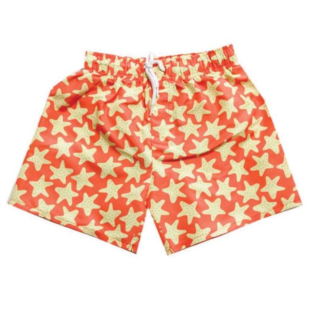 Digital Printed Kids Swim Shorts Orange Yellow