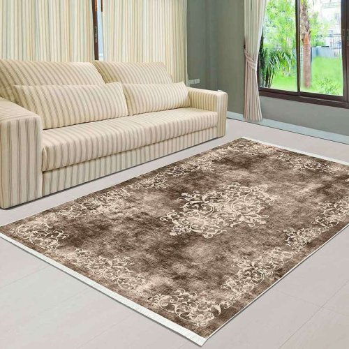 Velvet Non-Slip Floor Fringed Carpet 3M2 Yellow