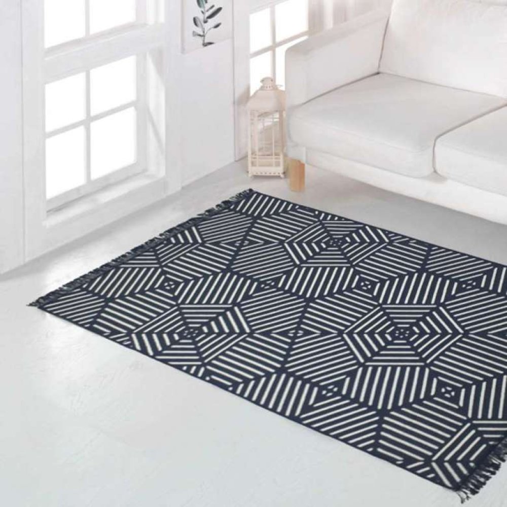 Kilim 100x200 cm - Navy blue-white