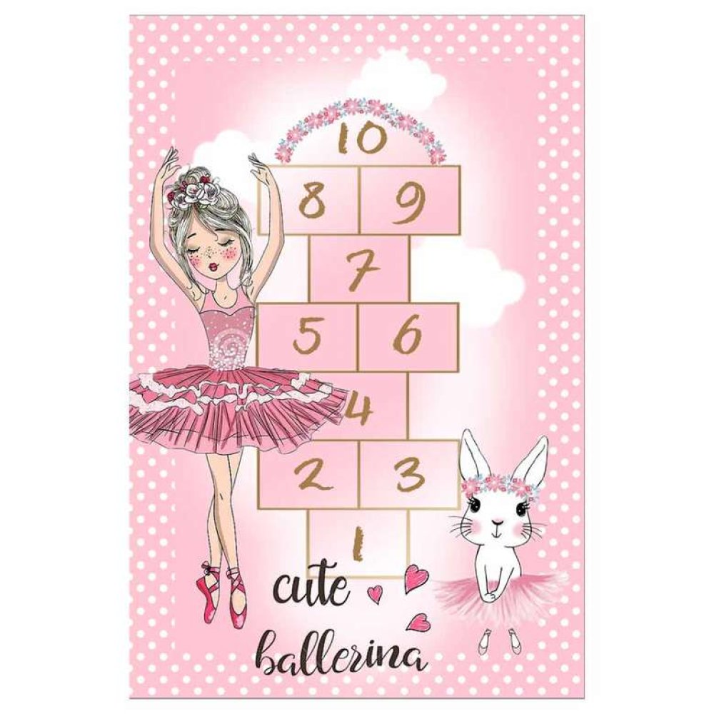 Fringed Children's Carpet 100x150 Cm - Pink-White