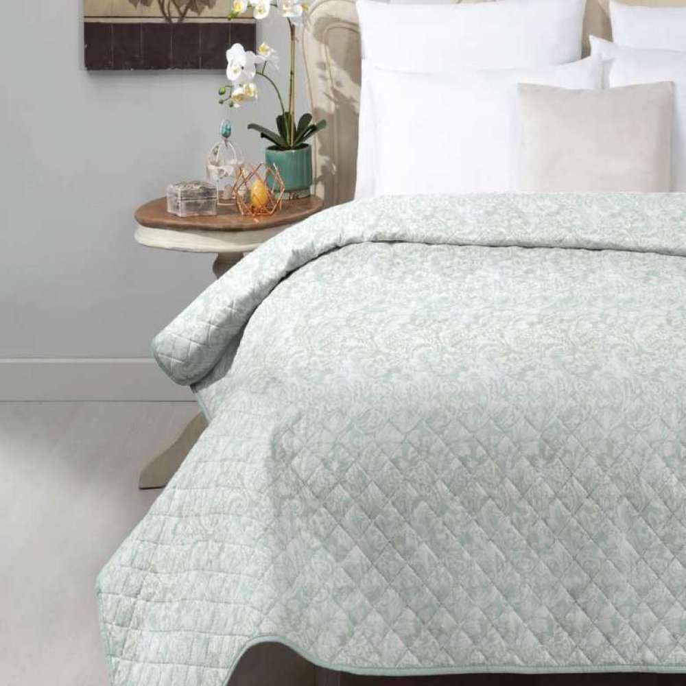 Single Quilted Bedspread Light Blue 160 x 220 cm