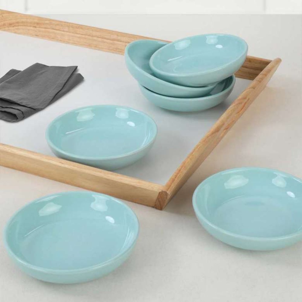 Keramika Light Turquoise Ring Cookie/Sauce Holder 13 Cm 6 Pieces
