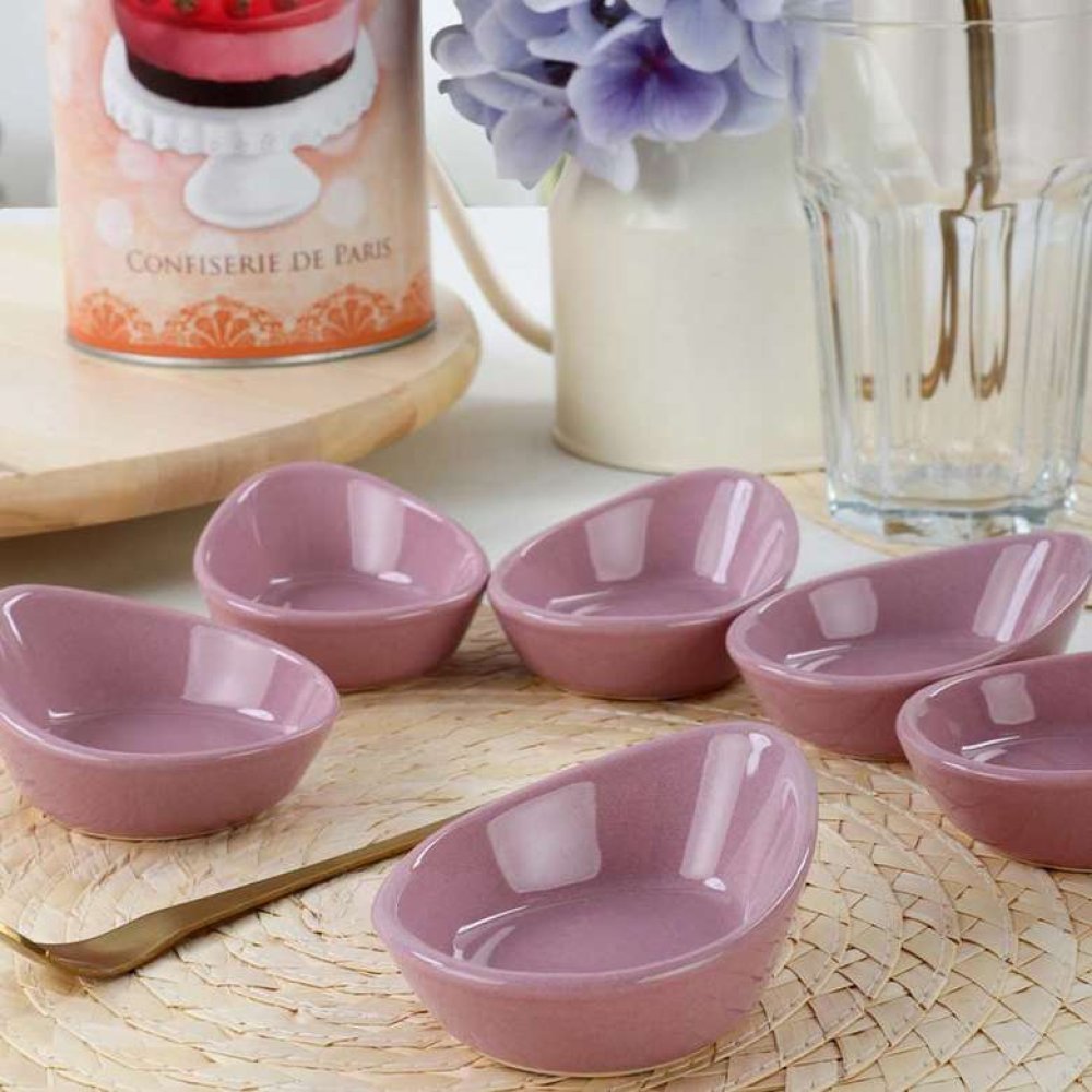 Keramika Mini Gondola Violet Cookie / Sauce Bowl 8 Cm 6 Pieces