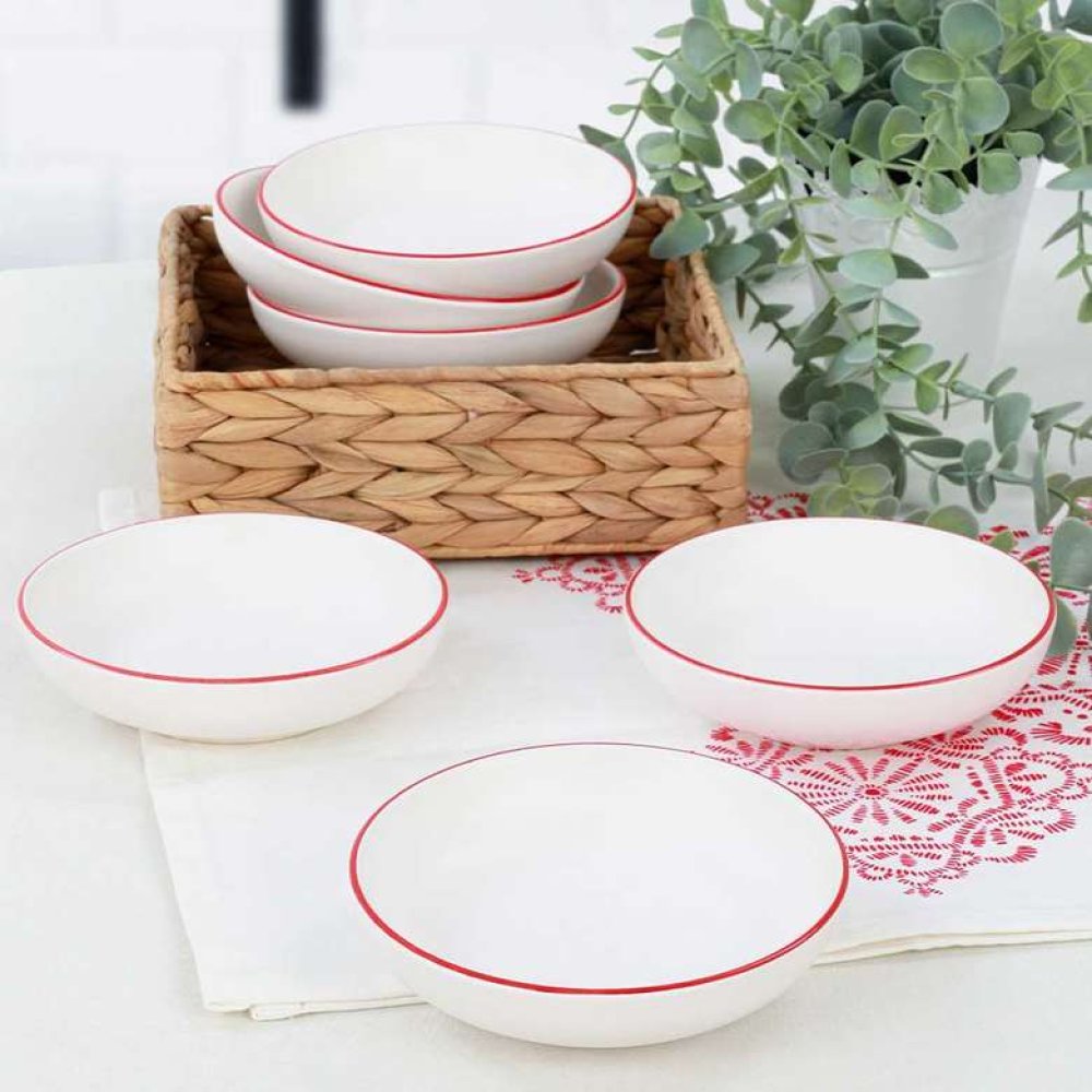 Keramika Red Line Ring Cookie/Sauce Holder 13 Cm 6 Pieces