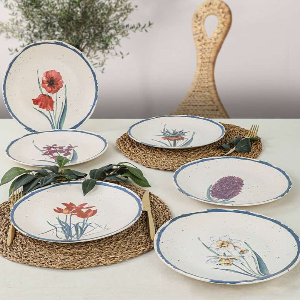 Keramika Anatolian Flowers Serving Plate 25 Cm 6 Pieces - 20256/61