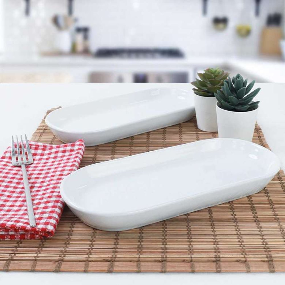 Keramika White Noyan Boat Plate 2 Pieces 26 Cm