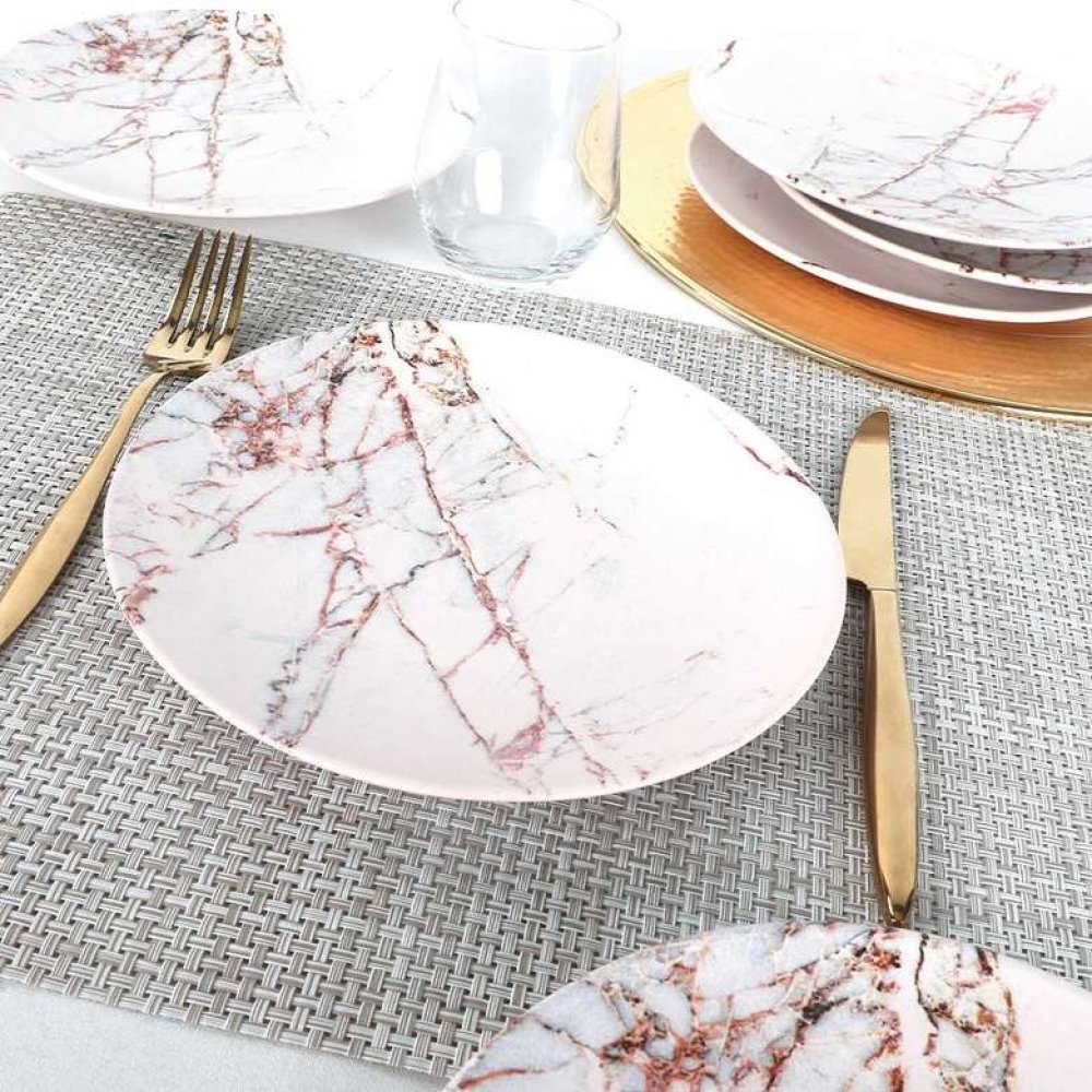 Keramika Brown Marble Cake Plate 20 cm 6 Pieces