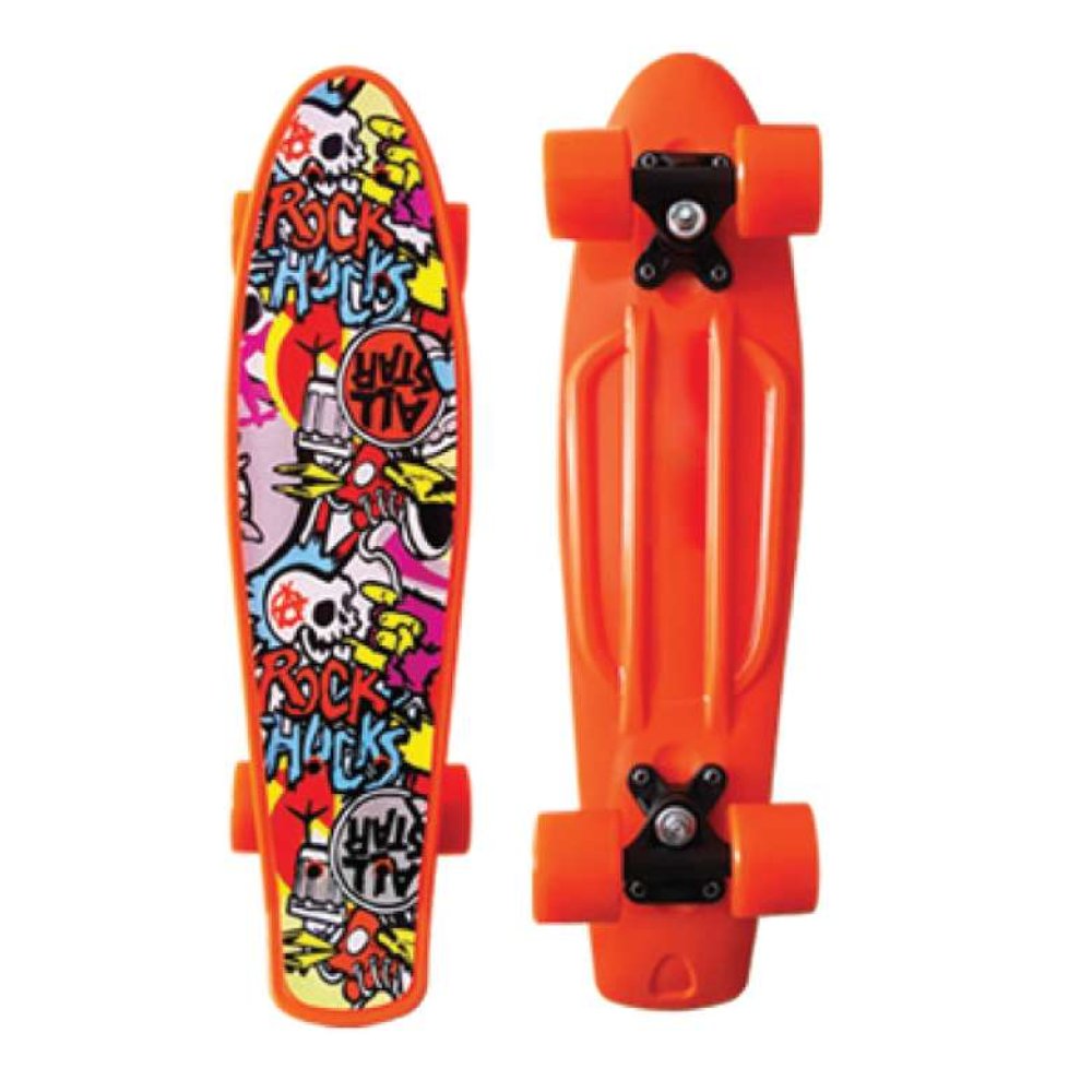 Triathlon Graffiti and LED Lighted Skateboard Orange