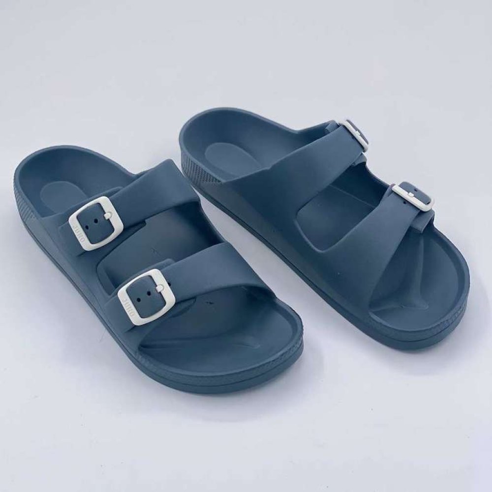 Juno Men's Double Buckled Slippers Navy Blue