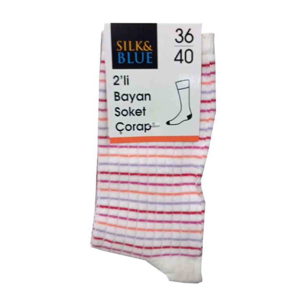 Silk &amp; Blue Women&#039;s Socks 2 Pack Purple-White