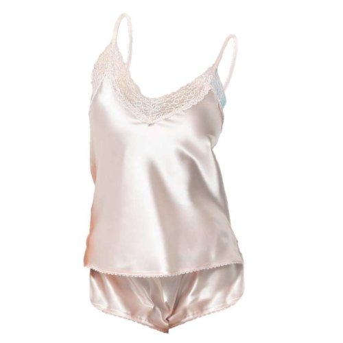 Women's Lace Satin Shorts Suit Ecru