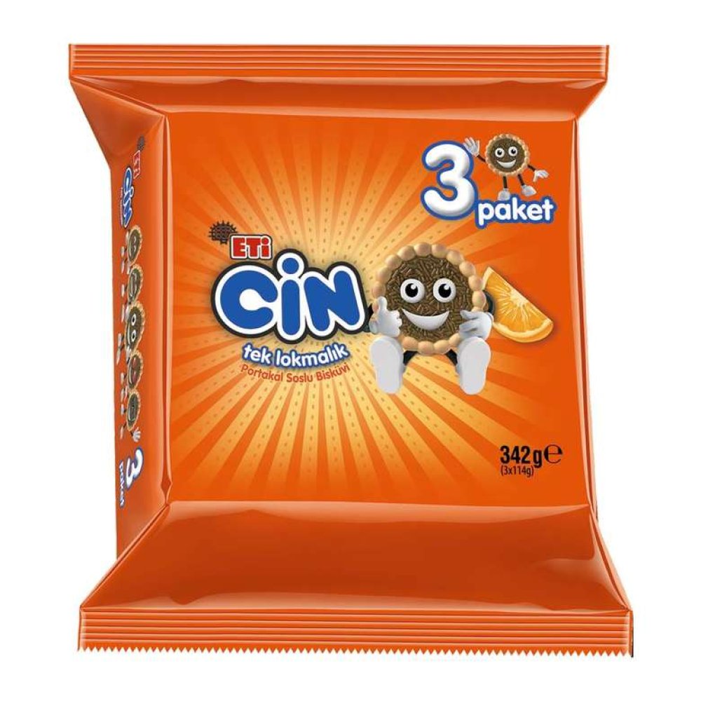 Eti Cin Single Bite Biscuit with Orange Jelly 3x114 G