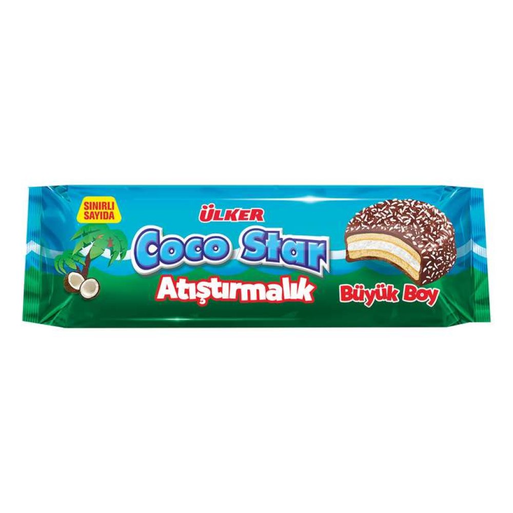 Ülker Coco Star Chocolate Covered Coconut Filled Biscuit 7x22 G