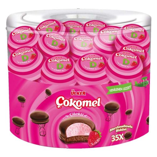 Ülker Çokomel Marshmallow Strawberry Biscuit 35x12 G