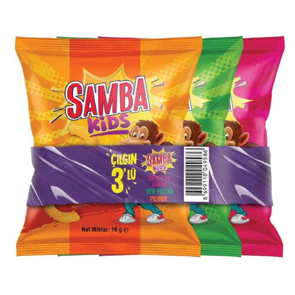 Samba Chips Corn Peanut/Cheese/Steak 3X16 G