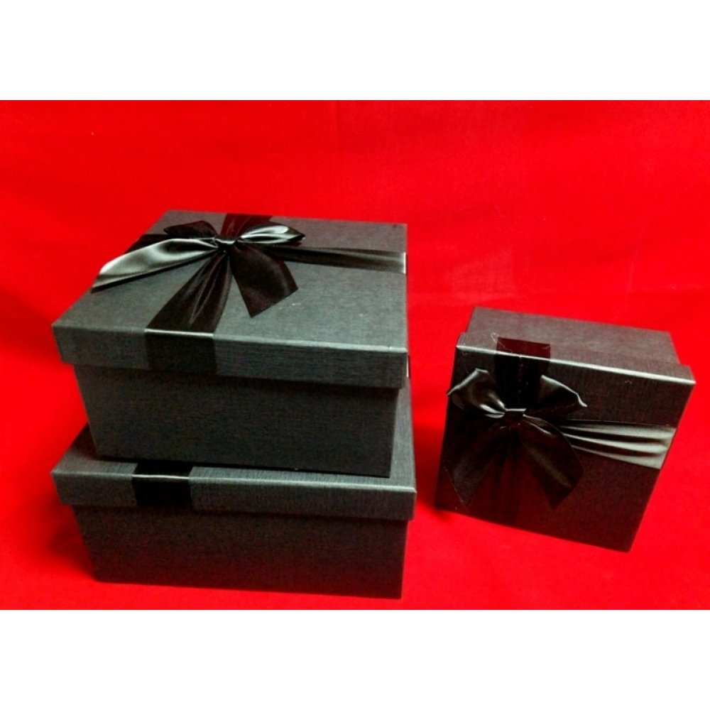 3-Pack Black Square Gift Box