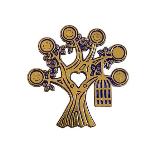 Bird Cage On Tree Branch Plastic Navy Blue P50-100