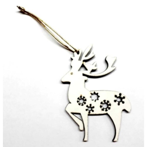 Wooden Pine Tree Ornaments Deer 3 Pcs