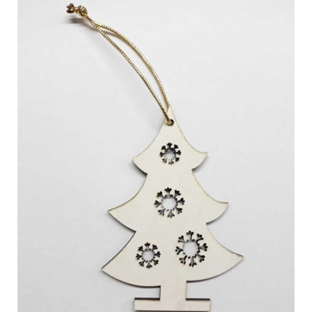 Wooden Pine Tree Christmas Ornament (3 Pcs)