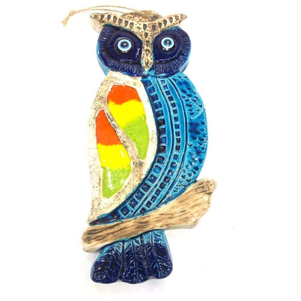 Hanging Tile Great Owl Wall Ornament