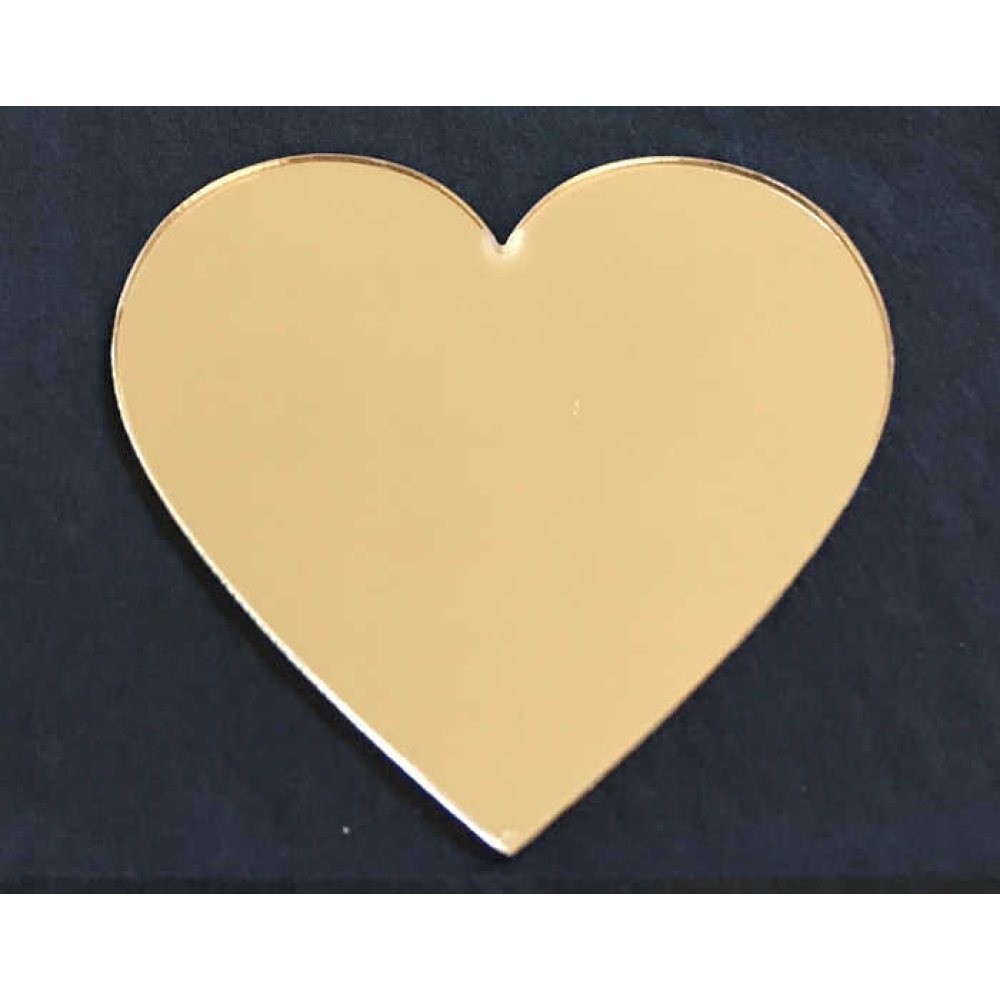 Mirror Plexi Heart Gold 2Mm 8X7Cm Pk:10