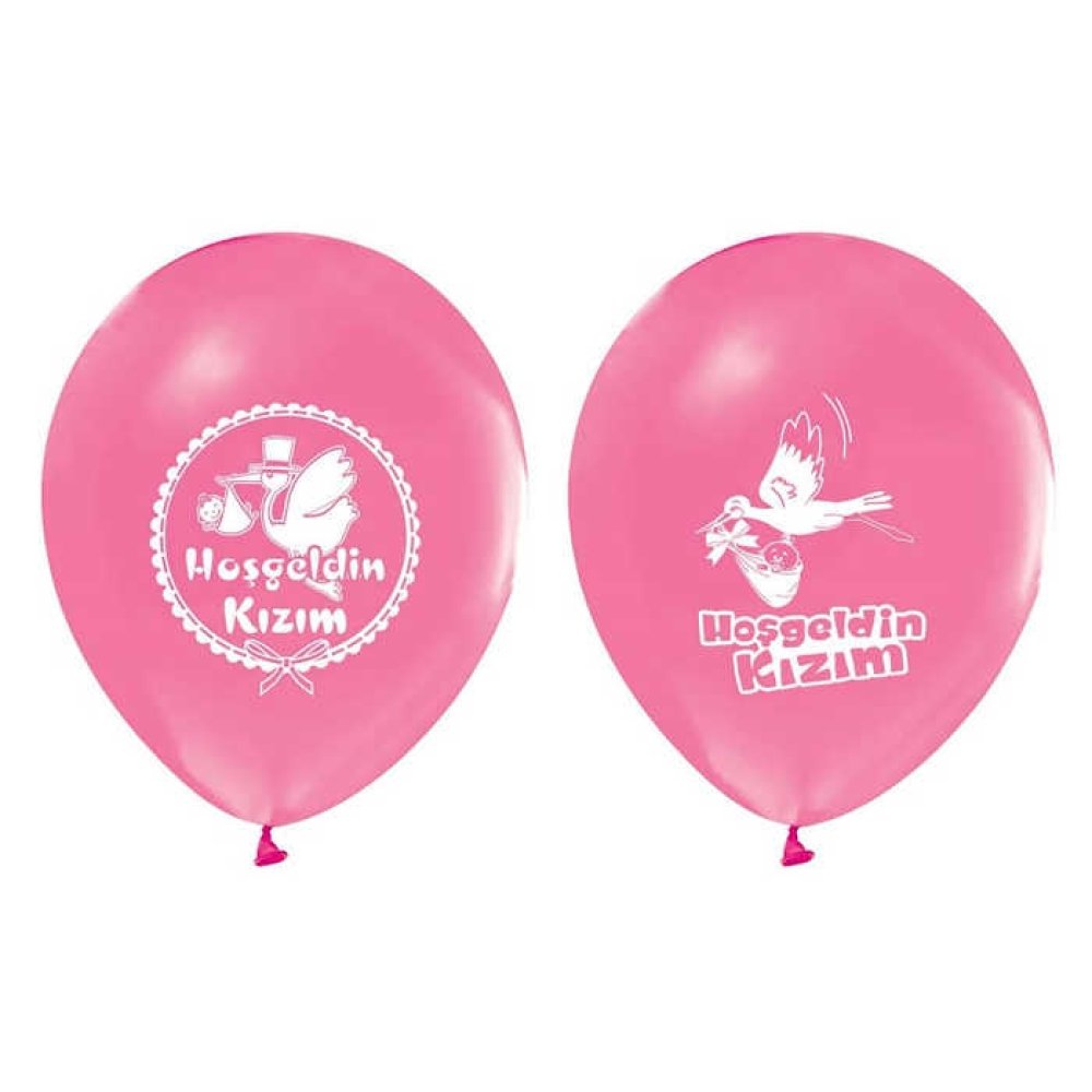 Balloon Printed 12 Inch 1+1 Welcome Girl Pink Pk:100 Kl:50