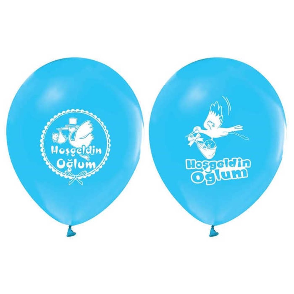 Balloon Printed 12 Inch 1+1 Welcome My Son Blue Pk:100 Kl:50