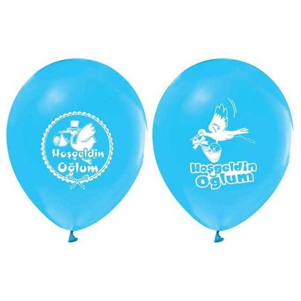 Balloon Printed 12 Inch 1+1 Welcome My Son Blue Pk:16 Kl:48