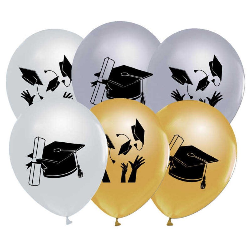 Balloon Printed 12 Inch 1+1 Metallic Adult Graduation Pk:100 Kl:50