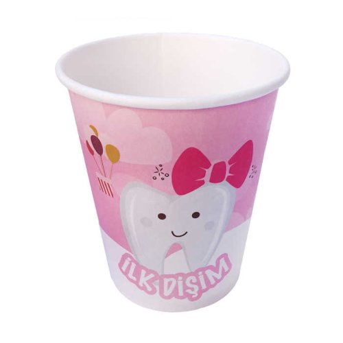 Cup Carton First Tooth Pink 8Oz Pk:8-100