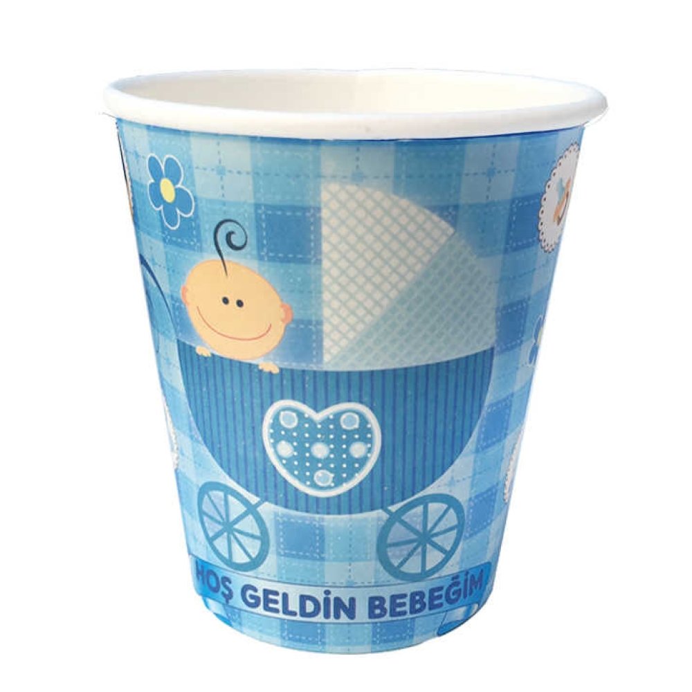 Glass Cardboard Stroller Blue 8Oz Pk:8 Kl:100