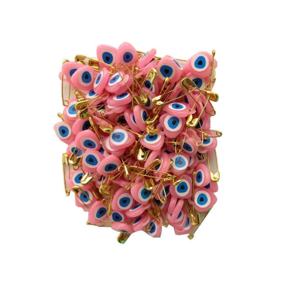 Safety Needle Evil Eye Bead Pink P100-100