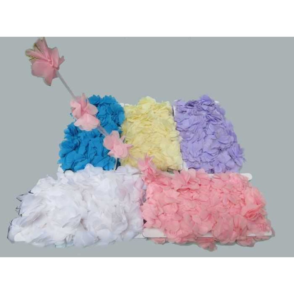 Flower Tulle Laz.Cut.Large White P10Yard(120Flower)-80