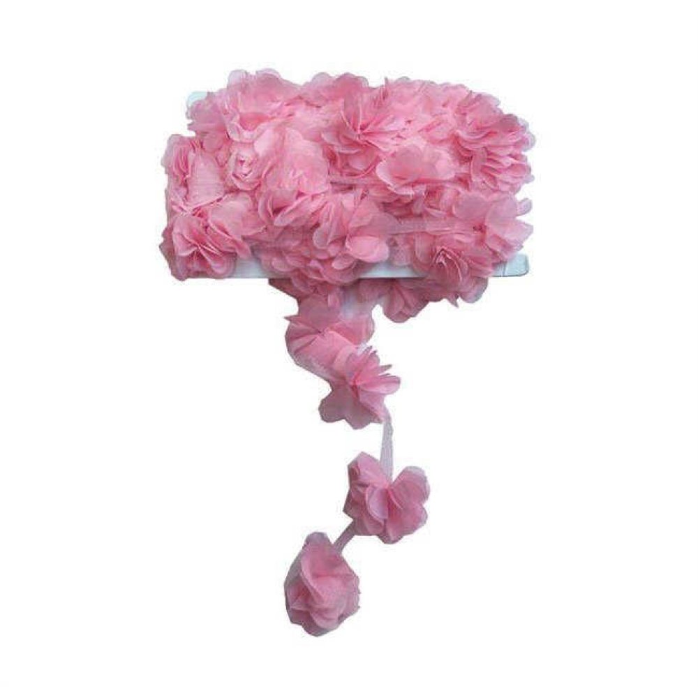 Flower Tulle Laz.Cut.Large Pink P10Yard(120Flower)-80