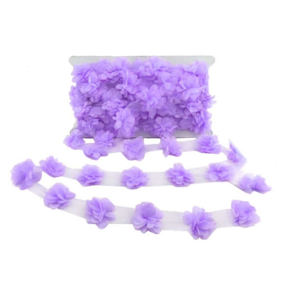 Flower Tulle Laz.Cut.Small Lilac P10Yrd(150Pcs.)P1-100