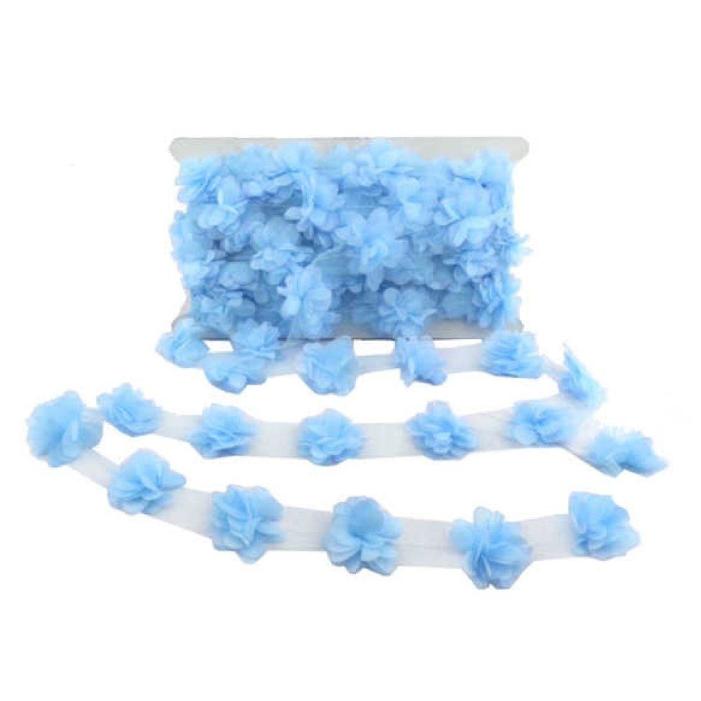 Flower Tulle Laz.Cut.Small Blue P10Yrd(150Pcs.)P1-100