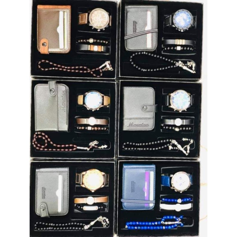 Men's Watch Rosary Bracelet Combination Set of 5