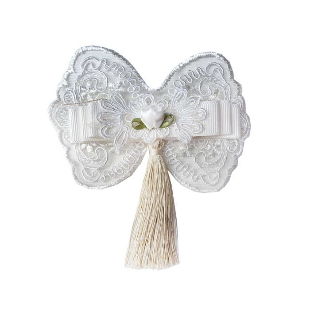 Butterfly Butterfly With Bow Lace And Fringes 10 Cm Cream Pk:20