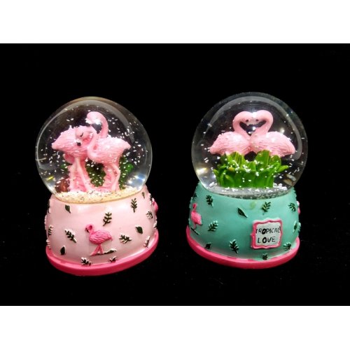 Flamingo Snow Globe Large Wind Up