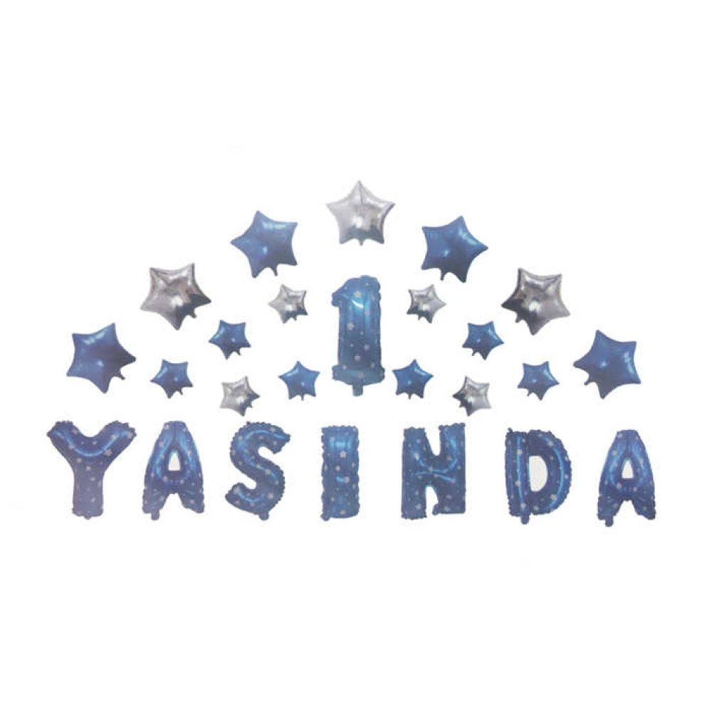 Foil Balloon 1 Year Old Star Set Blue 16Inc Pk:1