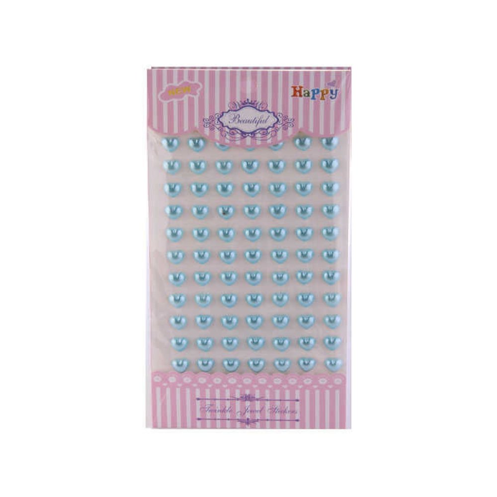 Pearl Heart Sticker Blue Pk:77 Kl:500