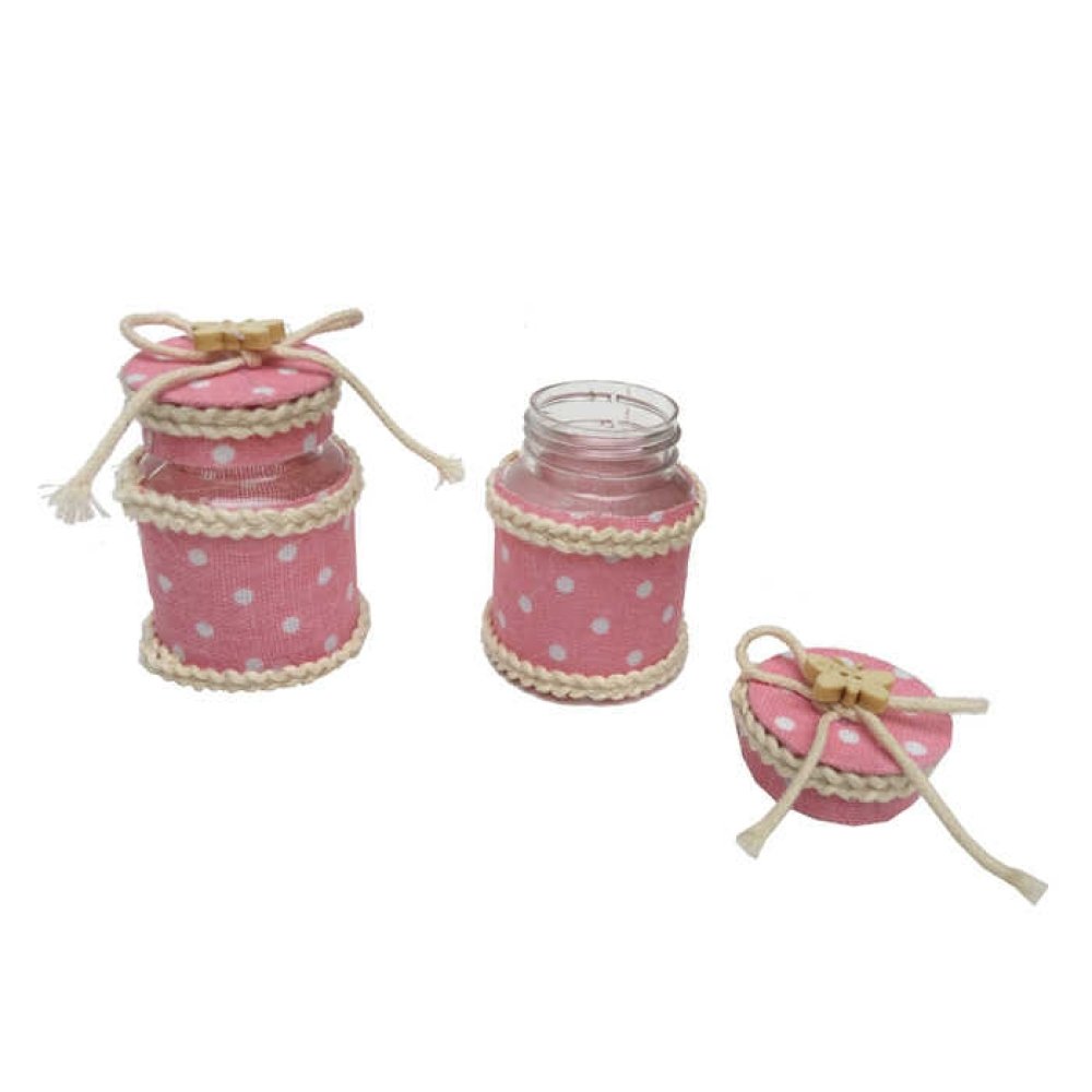 Jar With Plastic Lid Adorned Pink P12-360