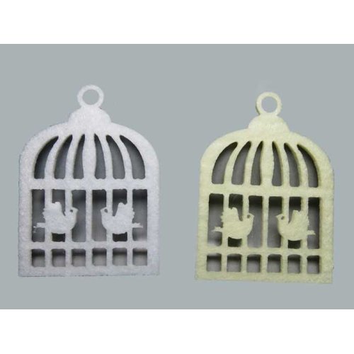 Felt Bird Cage White With Birds P50-100