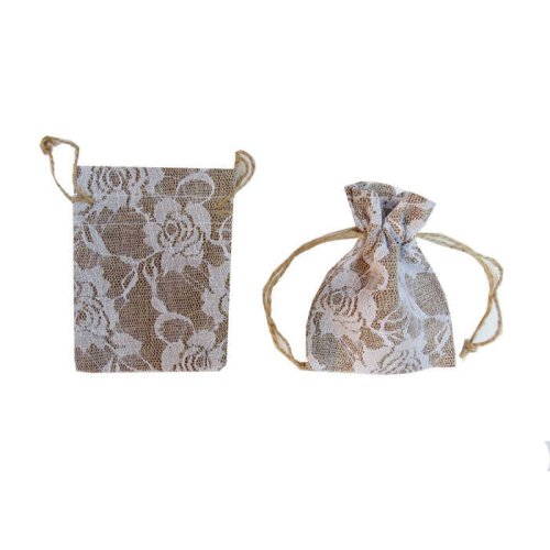Pouch Lace Coated Natural 9*12Cm P10-100