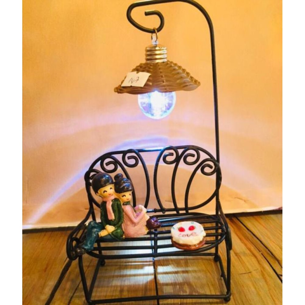 Cute Couple Trinket Lamp Sitting on Sofa